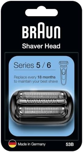 Braun Series 5 Electric Shaver Replacement Head, Easily Attach Compatible Head for New Generation Series 5/6 Shavers, 53B, Black