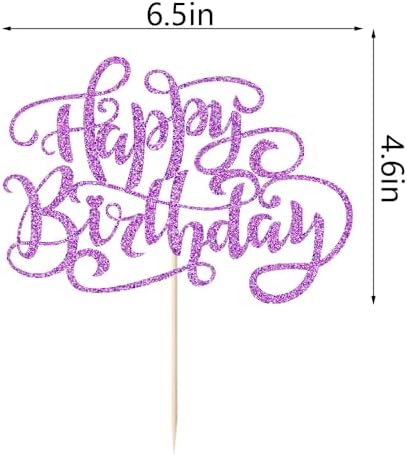 Kaoenla Glitter Happy Birthday Cake Topper,Handmade for Birthday & Anniversary Party Decor(purple)