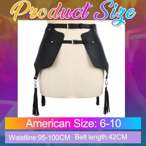 Nicute Leather Belt Skirt Black Waist Chain Punk Skirts Belt Goth Body Accessories for Women
