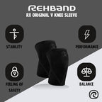 Rehband Classic 7mm V Knee Sleeve for Weightlifting, Competition Grade Powerlifting Knee Sleeve, Compression Sleeve for Crossfit, Squats, Gym & Heavy Lifts, Colour:Carbon/Black - 1 Pair, Size:Medium