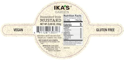 Ika’s Garden Düsseldorf Style Mustard – Smooth & Spicy German Mustard in Reusable Beer Mug, 8.99 oz – BPA-Free Jar, Product of Germany