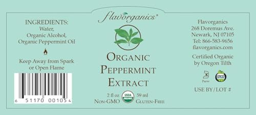Flavorganics Organic Peppermint Extract, 2-Ounces Glass Bottles (Pack of 3)