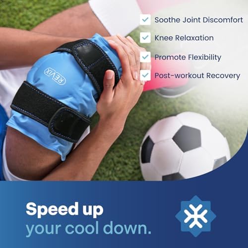 REVIX Ice Wraps for Knee Discomfort, Gel Ice Packs Reusable with Cold Compression, Knee Cold Pack for Meniscus Tear and Joints, Plush Cover and Hands-Free Application, A Set of Two