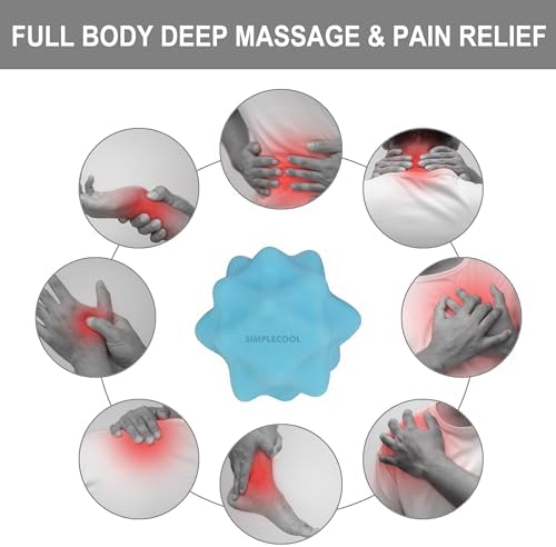 Small Spiky Massage Ball Trigger Point Massage Tool. Solid Bumpy Massager Balls for Deep Tissue Myofascial Release Hand Foot Plantar Fasciitis Pain Relief Knots Acupoint Yoga Fitness. 2.2×2.1in (Blue)