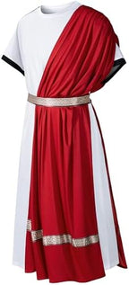 Men's Toga Costume - Greek God Roman Cosplay Outfit Halloween Robe Accessories Set