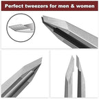Tweezers for Women Facial Hair, Precision Slant Eyebrow Tweezers, Sharp Plucker for Remove Hair and Blackhead, With Travel Case (Silver)