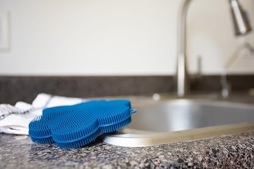 Fox Run Silicone Dish Scrubbing Brush, Navy