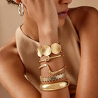 Mantveil 6PCS Chunky Gold Bangle Bracelets for Women, Dainty Gold Plated Cuff Bracelets, Boho Stackable Bangles Fashion Jewelry Gifts for Birthday Christmas Mother's Day