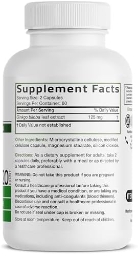 Bronson Ginkgo Biloba Extra Strength Supports Brain Function & Memory Support, 120 Vegetarian Capsules