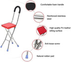 Folding Canes with Seat Crutch Chair 330 Lbs Capacity, Heavy Duty Stainless Steel Cane Chair with 4 Legs, Anti-Slip Seat Cane, Lightweight Walking Stick for Seniors Elderly