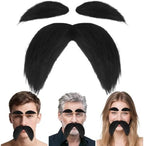Mustache and Eyebrows Fake Beard for Adults, Self-Adhesive Cosplay Halloween Costume Accessories with Comb, Funny Party Favor