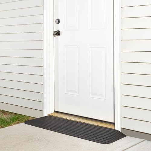 Silver Spring Solid Rubber Threshold Ramp 1-1/2" Rise 1,500 lb. Capacity for Wheelchairs and Power Scooters Indoor Outdoor Use
