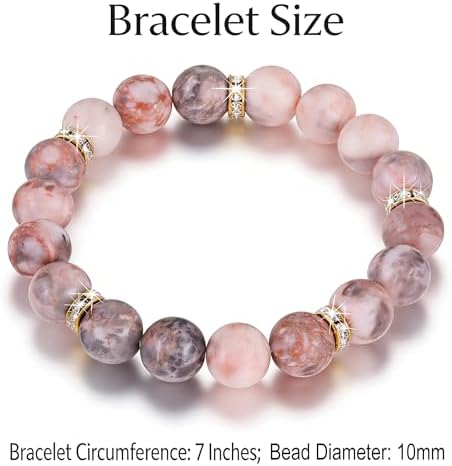 Healing Beaded Bracelet for Women - Rose Quartz & Chakra Crystal Anxiety Stress Relief Bead Bracelets, Calming Stretch Yoga Meditation Daily Wear Healing Stones Bracelet, Stress Relief Gift for Her
