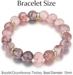 Healing Beaded Bracelet for Women - Rose Quartz & Chakra Crystal Anxiety Stress Relief Bead Bracelets, Calming Stretch Yoga Meditation Daily Wear Healing Stones Bracelet, Stress Relief Gift for Her