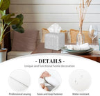 Tissue Box Cover PU Leather Square Tissues Holder Black Polka Dots On White Decorative Facial Paper Organizer Dispenser for Bedroom Bathroom Vanity,Home Office Car