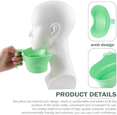 Emesis Basin,Vomit Basin Cup Plastic Mouthwash Cup with Hanging Handle Graduated Kidney Shaped Bowl Oral Care Accessories for Bedridden Patient