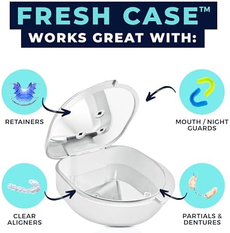 FRESH KNIGHT UVC Retainer Cleaner & Denture Cleaner - UV Retainer Case - Ideal for Invisalign & Mouth Guards - White UV Retainer Container - Convenient Travel Size