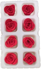 Sentovac 8 Pcs Red Rose Flowers Candy Dessert Icing Decoration Edible Valentines Day Sprinkles DIY For Cookie Cake Cupcake Topper Icing Frosting Decoration Holiday Party Supplies