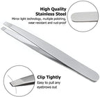 Mudder 12 Pcs Eyebrow Tweezers Set for Facial Hair Stainless Steel Slanted Tip Tweezers in Bulk for Men and Women (Silver)