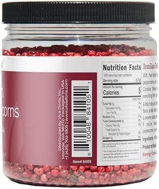 Viva Doria Brazilian Pink Peppercorns, Steam Sterilized Whole Pink Pepper, 4 Oz