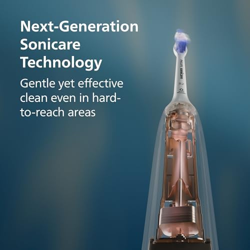 Philips Sonicare 6500 Series Electric Toothbrush - Next-Generation Sonicare Technology, Pressure Sensor, 9 Brushing Settings, SmarTimer, BrushPacer, 21-Day Runtime, Travel Case, Navy Blue, HX7413/07