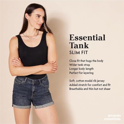 Amazon Essentials Women's Slim-Fit Scoop Neck Tank Top, Pack of 2