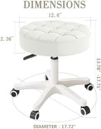 Small Chair Round Rolling Stool with Wheels PU Leather Height Adjustable Swivel Drafting Work SPA Salon Stools Home Office Chair