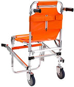 LINE2design-USA-EMS Mobility Chair - Ambulance Firefighter Medical Foldable Aluminum Manual Chair + 3 Adjustable Straps with Quick Release Buckles - Orange