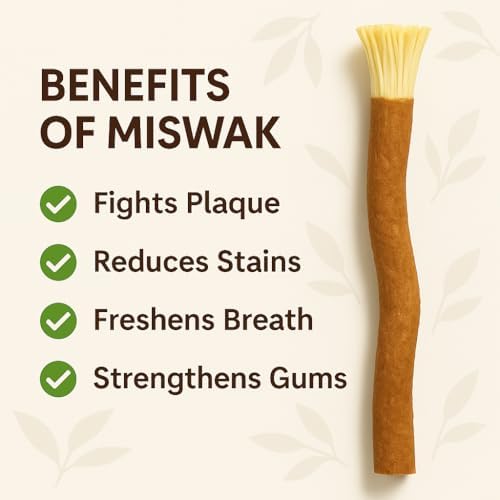 Natural Miswak Toothbrush Stick - 100% Authentic Miswak - Natural Biodegradable Tooth Cleaner (Pack of 1)