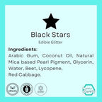 Dye-Free Edible Glitter Stars - Vegan, Gluten-Free & Non-Toxic | Perfect for Cakes, Cupcakes, Drinks & Desserts by Simply Sucré (Black, 2 Grams)