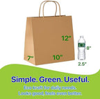 Brown Kraft Paper Lunch Bags with Handles – [25 Bags] x [12 x 10 x 7 Inch] Reusable & Recyclable, Strong for Meal Prep, To-Go, Takeout, Parties & Small Business Use (25, Wide Small)