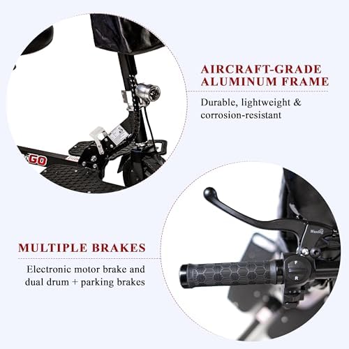 SNAPnGO Three Wheel Portable Mobility Adult Scooter - Aircraft-Grade Aluminum Frame for Top Speeds of 5mph and 13-Mile Range - Folding Feature, 250W Motor, Quick Charge 36V Lightweight Battery