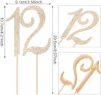 Honbay 12 Birthday Cake Topper Sparkling Bling Alloy Crystal Rhinestones Cake Topper Cake Decoration for 12th Birthday or Anniversary Party (Gold)