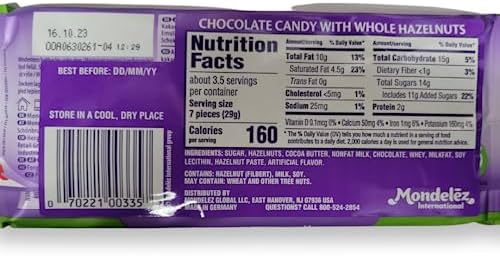 Milka Milk Chocolate with Whole Hazelnuts (Pack of 5), 1.10 pounds