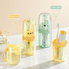Cute Portable Toothbrush Holder Plastic Toothbrush Travel Case for Kids with Detachable Handle Multifuction Toothbrushes Toothpaste Storage Box Set for Camping Travel or Daily Use (Green)
