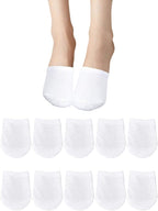 5 Pairs Premium Cotton White Mule Socks Toe Topper No Show Liner Backless Half Socks Breathable Polycotton Seamless Non Slip Hidden Toe Covers for Women Clogs Mules Shoes