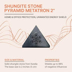 Shungite Protection Pyramid 2" with Metatron Engraved Sacred Symbol | Authentic Shungite Stones Protection Polished Pyramid 2 inches (5 cm) | Black Stone Crystal for Meditation PPG01