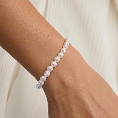 Natural Baroque Pearls Link Bracelets for Women Freshwater Cultured Pearls Strand Bracelets Handpicked Pearl Elegant Jewelry