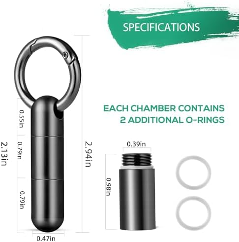 TISUR Keychain Pill Holder, Titanium Small Pill Case Pill Organizer Waterproof Pill Box, EDC Portable Pill Container for Travel Purse Outdoor