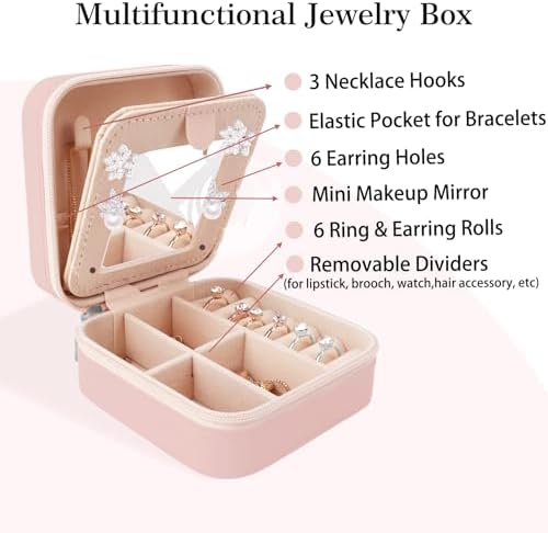 Cat Lover Valentines Day Gifts for Women Girl Cats Lady Cat Mom Mothers Day Gifts Cats Themed Gift for Women Friend Birthday Christmas Graduation Gift for Sister Daughter Travel Jewelry Box