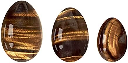 3 Pcs Undrilled Natural Rose Quartz Yoni Egg Massage Egg Set Obsidian Crystal Mineral Ball Kegel Exercise Tiger Eye Jade Egg,Tiger Eye Eggs