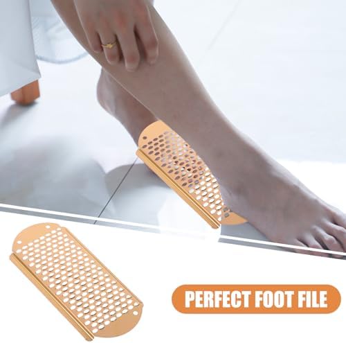 Foot Scrubber Dead Skin Remover, 3PCS Metal Foot File Remover Heel Scraper for Cracked Heels Foot Grater Remover Foot Rasp Emery Boards for Feet (Rose Gold Color)
