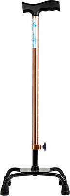 Tetrapod Walking Stick, 10 Heights Adjustable, Lightweight, Comfortable Hand Grip, Non-Slip Base, Telescopic Cane Walking Aid for Seniors Men Woman (Color : Brown-a)