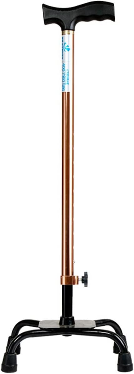 Tetrapod Walking Stick, 10 Heights Adjustable, Lightweight, Comfortable Hand Grip, Non-Slip Base, Telescopic Cane Walking Aid for Seniors Men Woman (Color : Brown-a)