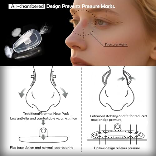 Eyeglasses Nose Pads, TEKPREM Screw in Glasses Nose Pads Replacement Repair Tools Kit with 5 Pairs of Air Chamber Silicone Nose Pads,Screws,Screwdrivers,Tweezer & Cloth for Sunglasses (15mm)