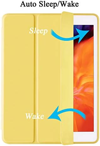 SIWENGDE Compatible for Apple iPad 9.7 Case 2018 iPad 6th Generation Cases/2017 iPad 5th Generation Case with Pencil Holder, Slim Soft Silicone Smart Trifold Stand Protective Cover(Yellow)