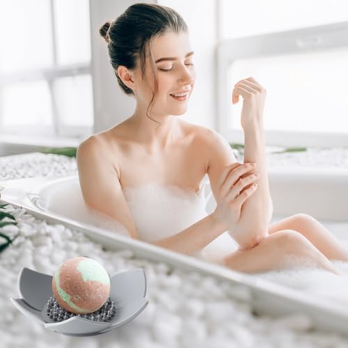 Lotus Shaped Silicone Soap Dish Non Slip Bathroom Soap Holder with Drainable Design Modern Soap Tray for Kitchen and Bathroom Durable Water Proof