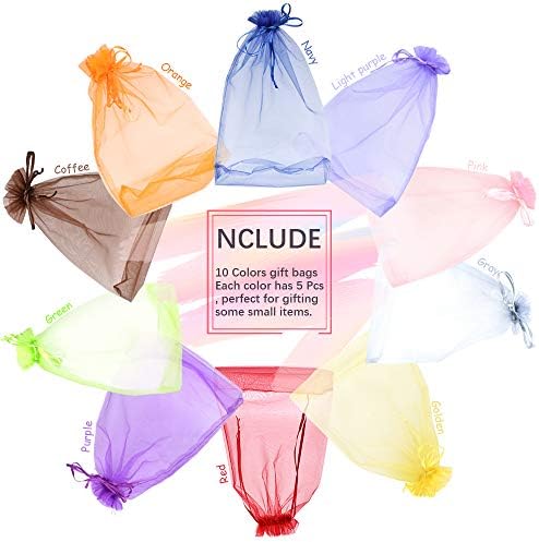 50Pcs 8 x 12 Inch Drawstring Organza Gift Bags - Jewelry, Party, Wedding Favor, Festival, Candy Bags (50Pcs Mix Color)