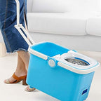 Rotating mop Double Drive Household Wet and Dry Plus Thick Mop Bucket, 2 mop Heads Metal Basket