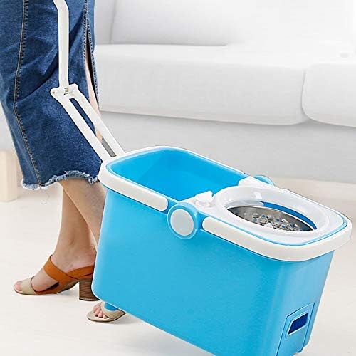Rotating mop Double Drive Household Wet and Dry Plus Thick Mop Bucket, 2 mop Heads Metal Basket